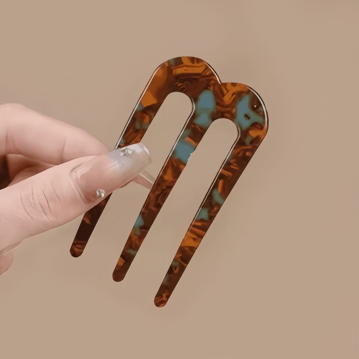 Exquisita horquilla en forma de U, mujer perezosa, artefacto de cabello, cabeza de bola, peine de cuatro dientes, peine para el cabello, temperamento, tocado fijo, horquilla