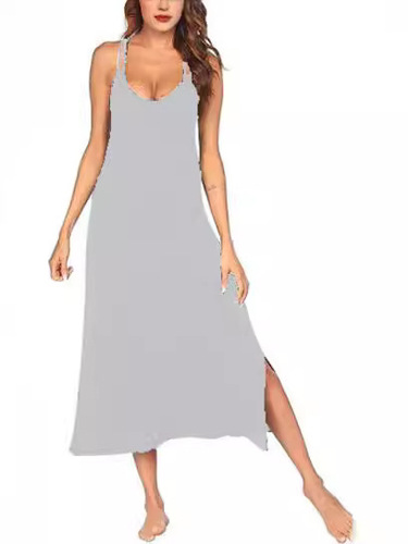 Quality Summer Intellectual Style Women's Modal Strappy V-Neck Backless Dress