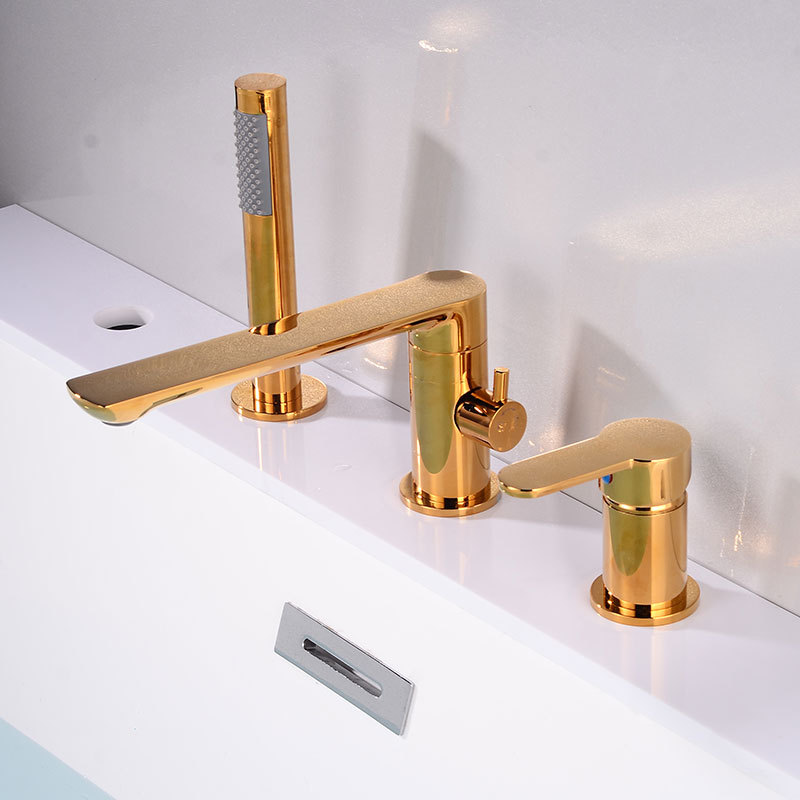 All-copper gun, grey bathtub faucet, side-mounted split hot and cold water faucet, three-piece set, bathroom showerhead, rotatable undefined