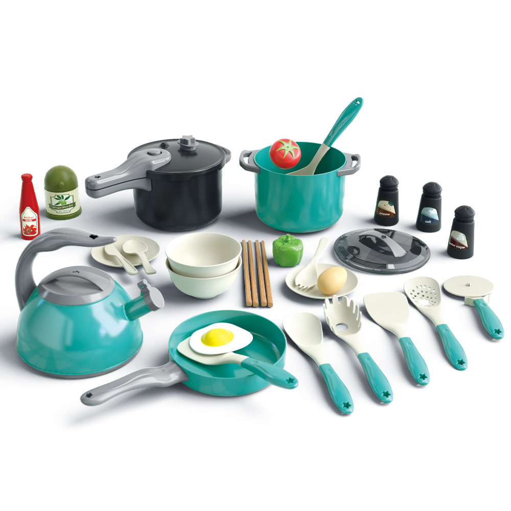 Interés infantil transfronterizo comidas caseras juguetes de cocina conjuntos de acertijos simulación creativa interactiva cognición juguetes de cocina