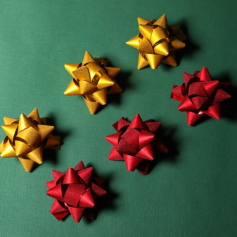 PK7J閃光星星拉花聖誕節婚慶禮物禮盒DIY裝飾蝴蝶結純色立體成品