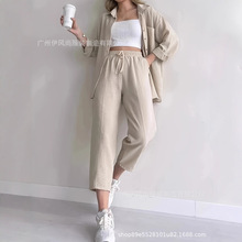 F009TEMU独立站外贸优雅减龄时尚套装2025女夏季新款办公室衬衫套