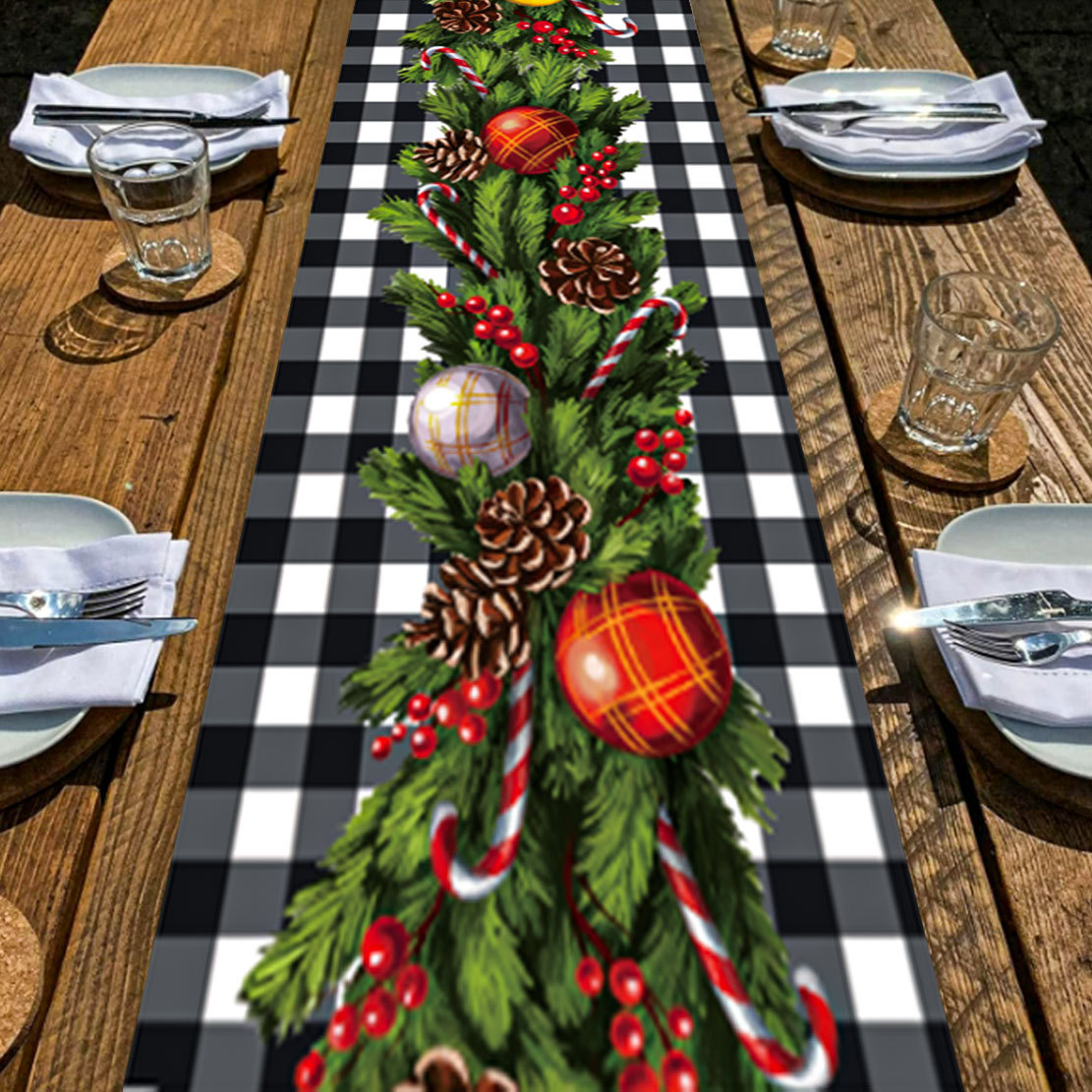 Koti ja puutarha Uusi innovatiivinen joulukoristeiden pöytäliina, pellava, kestävä ja vahva pöytäliina, likaantumista estävä pöytäliina, tukkumyynti_voghion.com