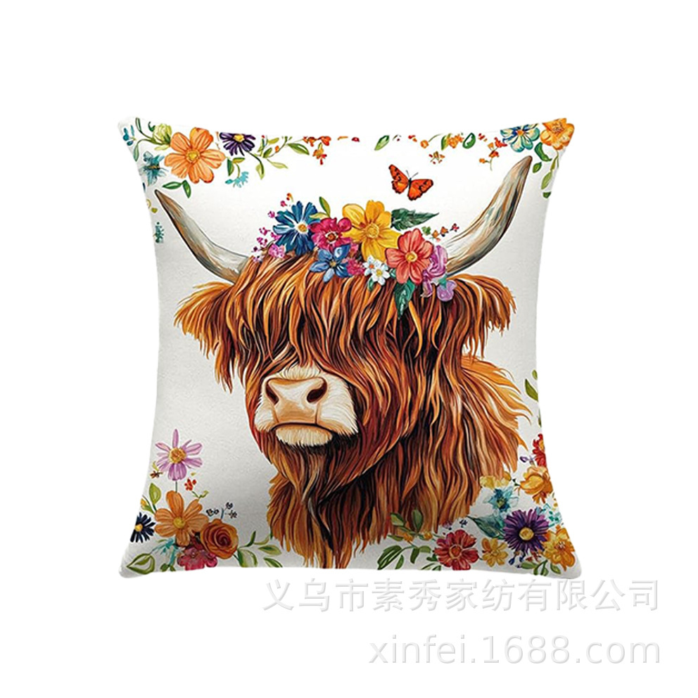 Transfronterizo amazónico Xiyin yak highland ganado animal sofá sala de estar respaldo decoración almohada abraza almohada cubierta de cojín image 8