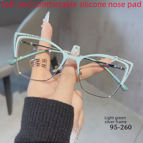 Cat glasses frame Western and Eastern simple make-up metal stainless steel hollow can match nearsighted women's flat glasses wholesale 95-260