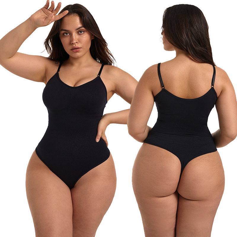 Cross-Border Hot-Selling Seamless Shapewear Bodysuit, Tummy Control and Butt-Lifting Plus-Size Thong Panties, Triangle Panties, Strapless Tight-Fitting Shapewear