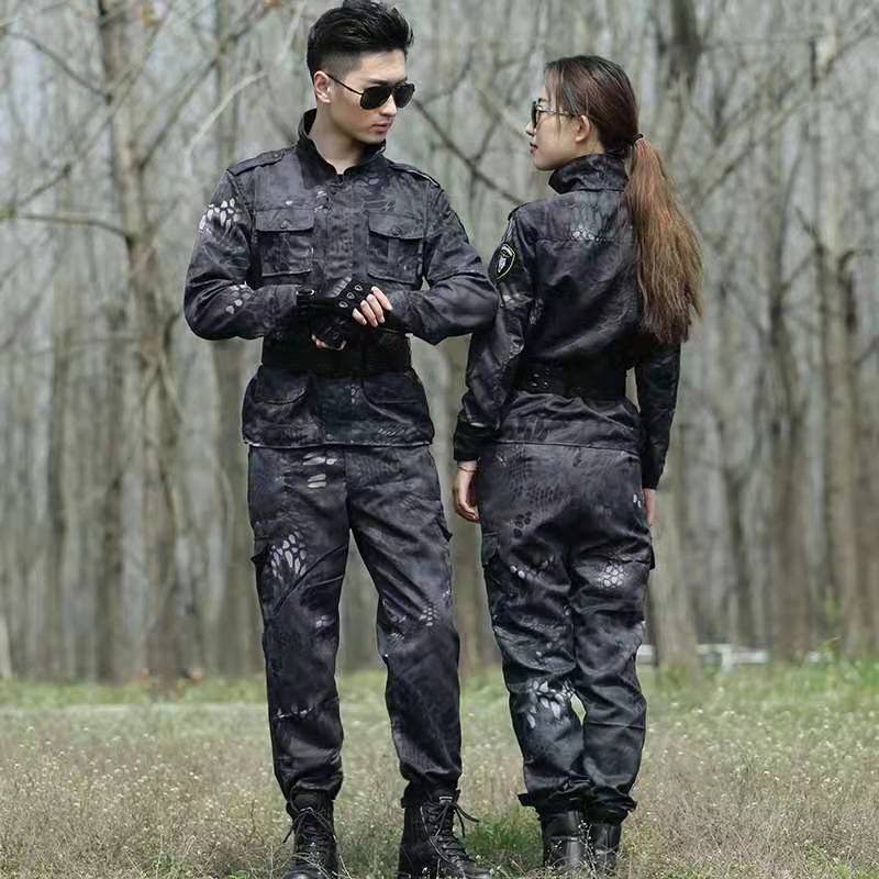 Patrón de pitón negro nuevo traje de ropa de trabajo de una pieza para hombres traje de ropa de camuflaje ropa de trabajo delgada de verano para hombres ropa de trabajo resistente al desgaste