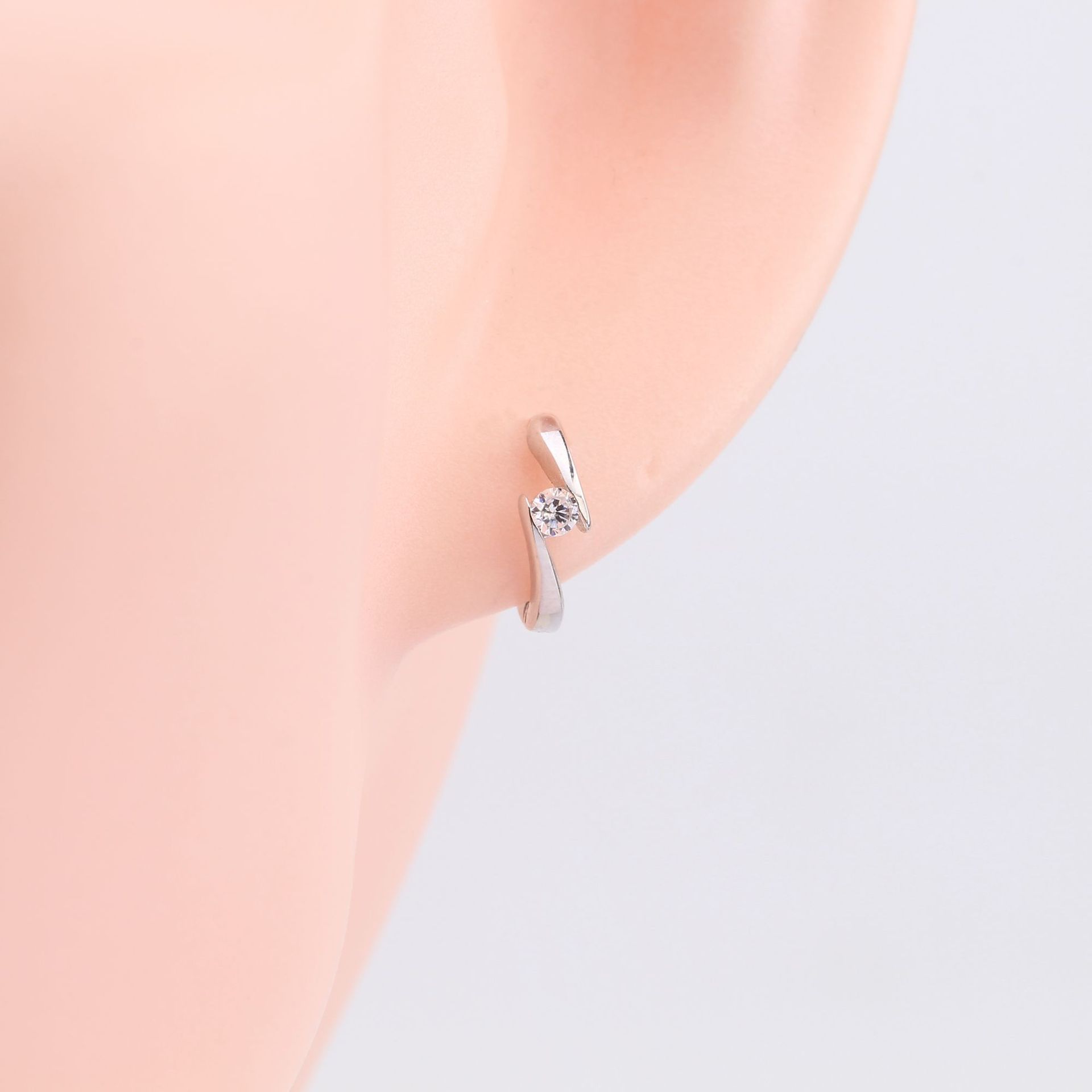 Zircon Inlay Material Earrings Classification 1 Pair 925 Sterling Silver Zircon Geometric Earrings