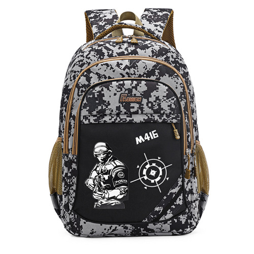 Manufacturer of cross-border schoolbags for primary and secondary school students, boys and girls, camouflage schoolbags for grades 1-3-6, large-capacity spine-protecting backpacks