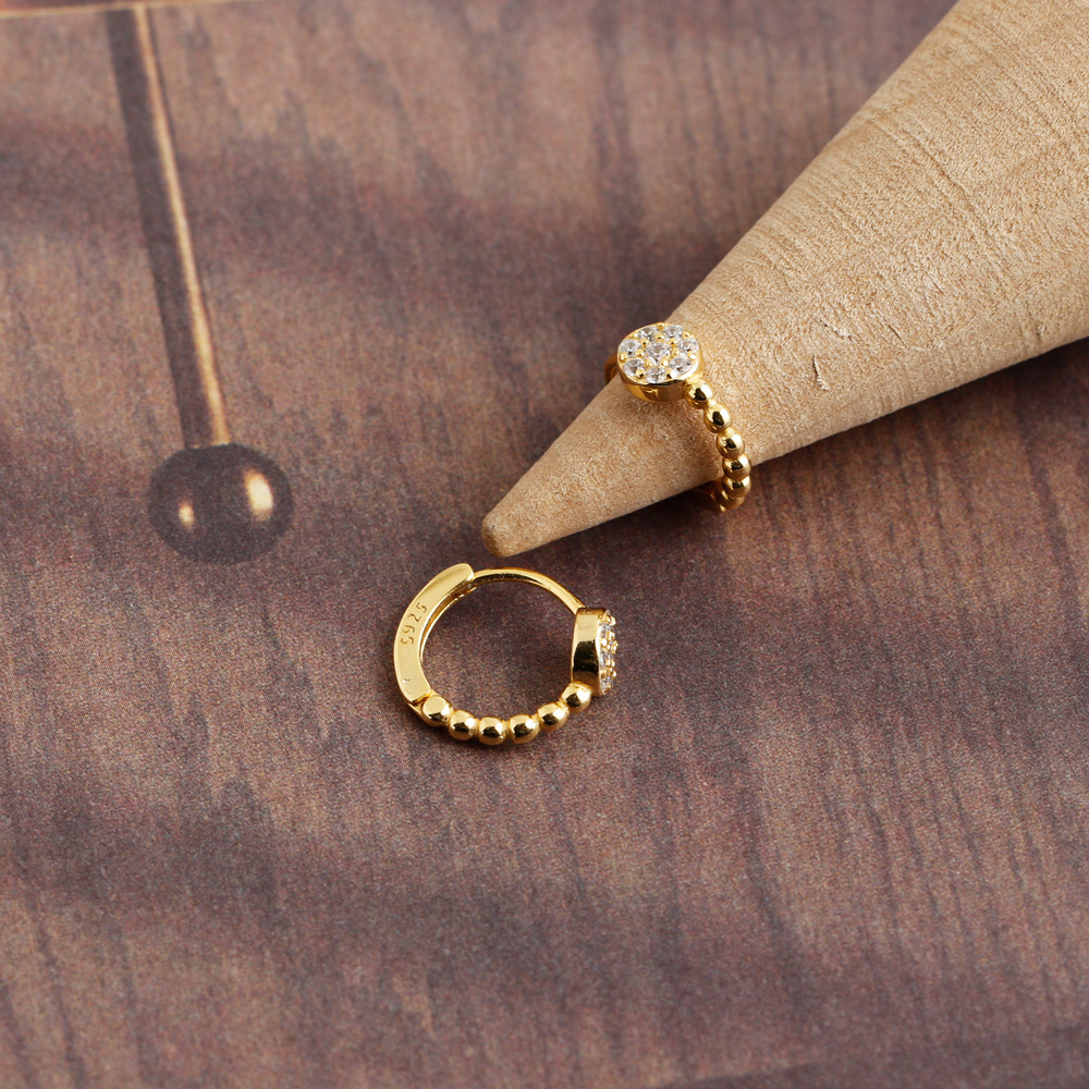 Fashion Geometric Sterling Silver Inlay Zircon Earrings 1 Pair