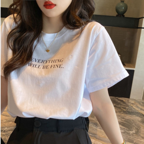 Short-sleeved T-shirt women's summer  new bottoming round neck top clothes printed loose printed t-shirt T-shirt for women