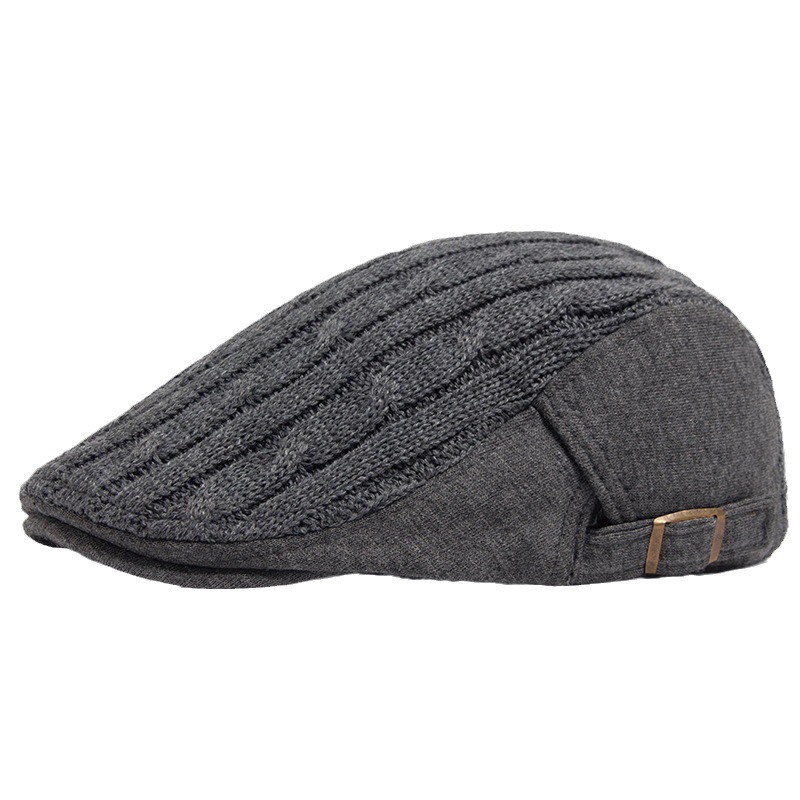 Autunno Inverno Nuovo berretto da uomo di mezza età e anziani addensato calore lavorato a maglia in avanti casual cappello con lingua d'anatra_voghion.com