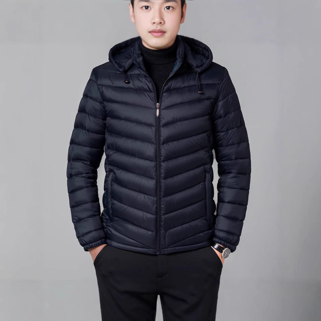 Men's cotton-padded jacket, 2026 winter new style, lightweight cotton-padded coat, in stock, wholesale, men's cotton-padded jacket, short style, hooded.