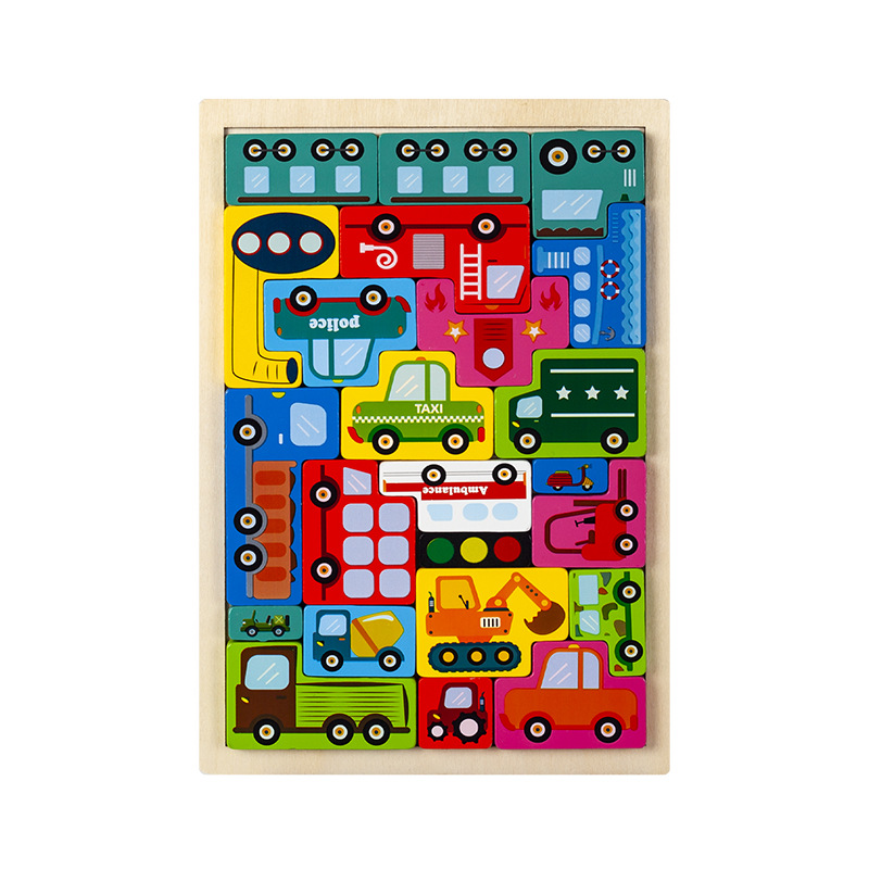 Tetris, bloques de construcción, animales, rompecabezas de madera tridimensionales creativos, personajes, entrenamiento de pensamiento cognitivo, juguetes de rompecabezas image 9