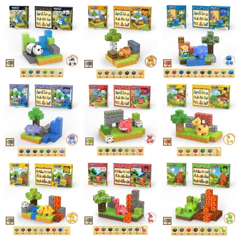Mc Minecraft Magnetic Cube Scene Set Cross-Border DIY Building Building Blocks Children's Gift Toys