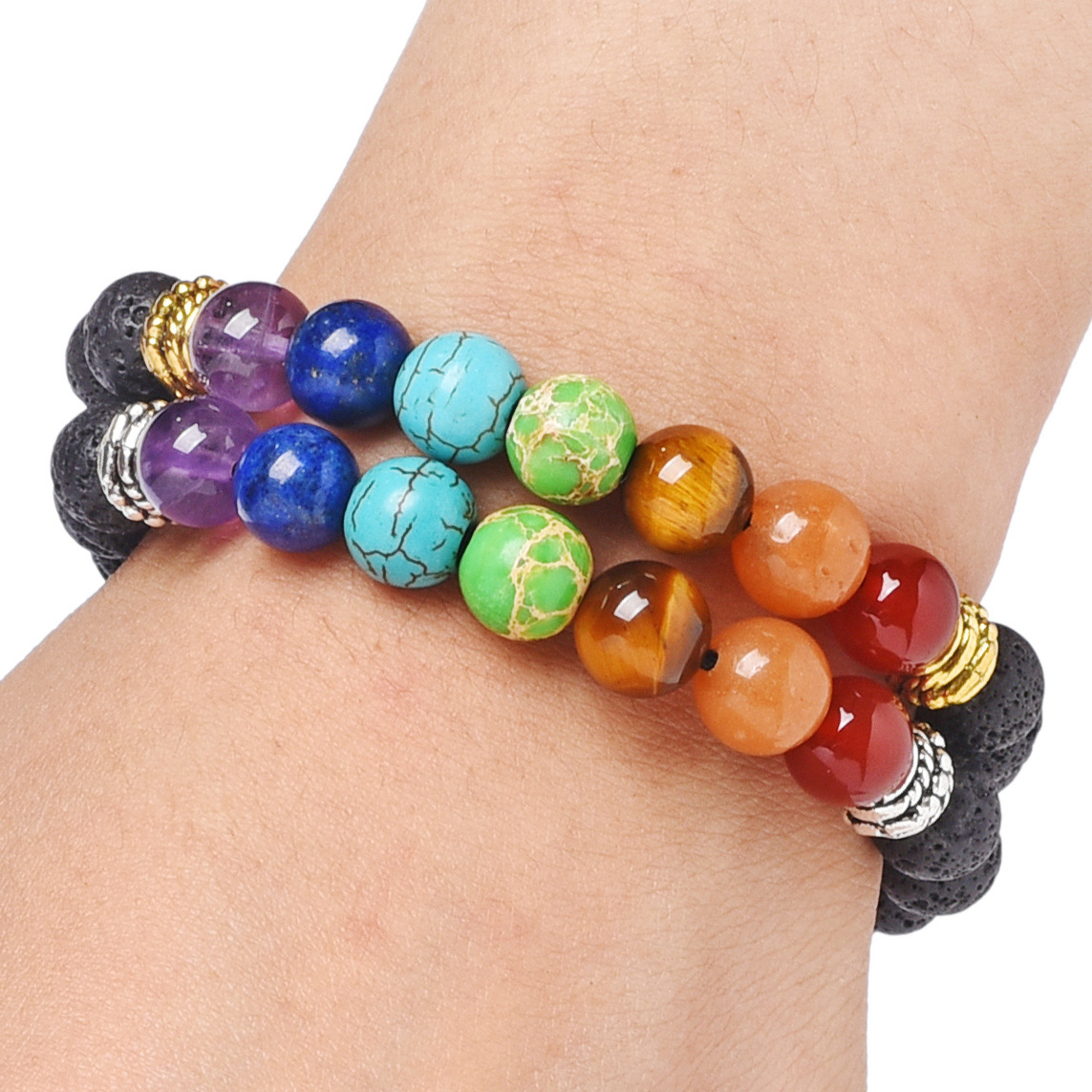 Simple Style Round Stone Beaded Bracelets 1 Piece display picture 1