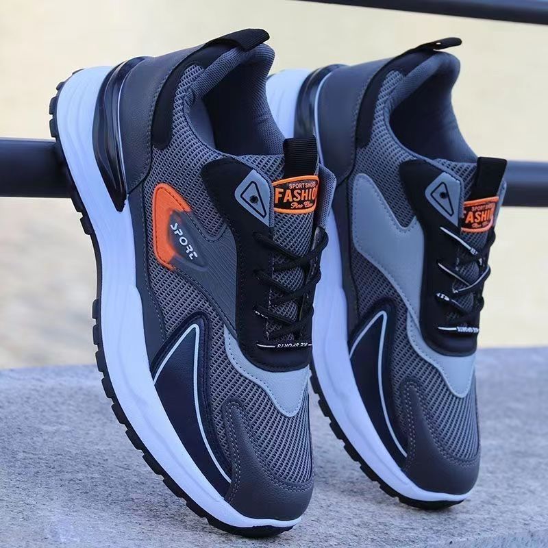 Nuevos zapatos de hombre, todo fósforo, red juvenil, transpirable, suela suave, zapatos deportivos de moda, cuero, impermeable, color a juego, zapatos casuales de papá