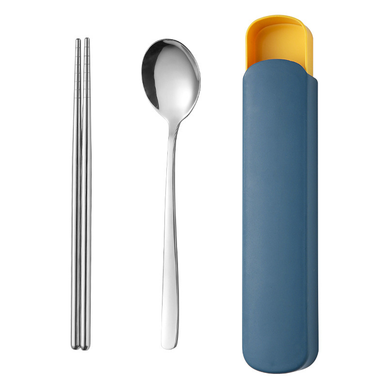 Stainless steel portable tableware spoon chopsticks two-piece instant noodle bowl fast food Cup tableware suit