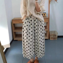 文艺范简约风春季新品娜美家宽松休闲舒适百搭小众设计波点阔腿裤