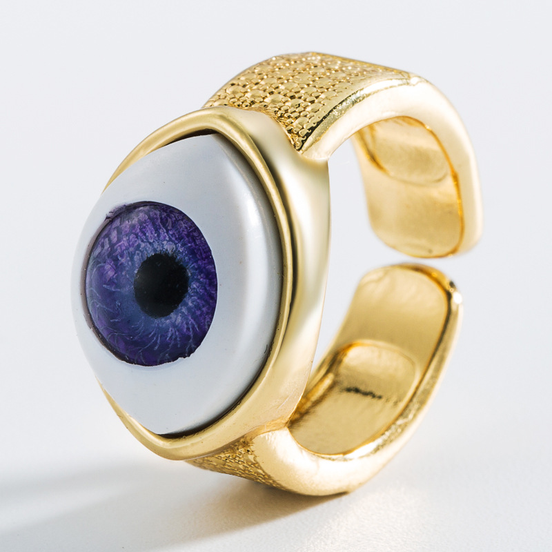 Moda Ojos En Forma De Corazón Concha De Cobre Anillo Abierto De Circonita Con Incrustaciones Micro display picture 5