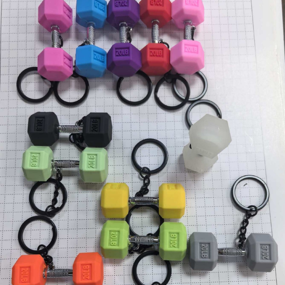 创意运动风健身哑铃钥匙扣挂件情侣汽车钥匙链书包挂饰小礼品批发