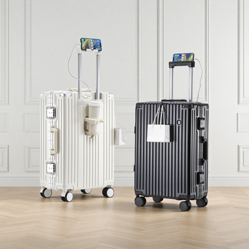 La maleta trolley con marco de aluminio para mujer para equipaje es duradera, la caja de contraseña de gran capacidad para estudiantes varones es duradera