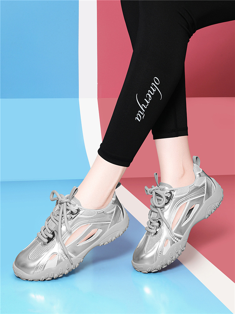 Giày sneaker nữ lưới rỗng thoáng khí mùa hè 2025 — JST 7216m màu, JST 7216 bạc