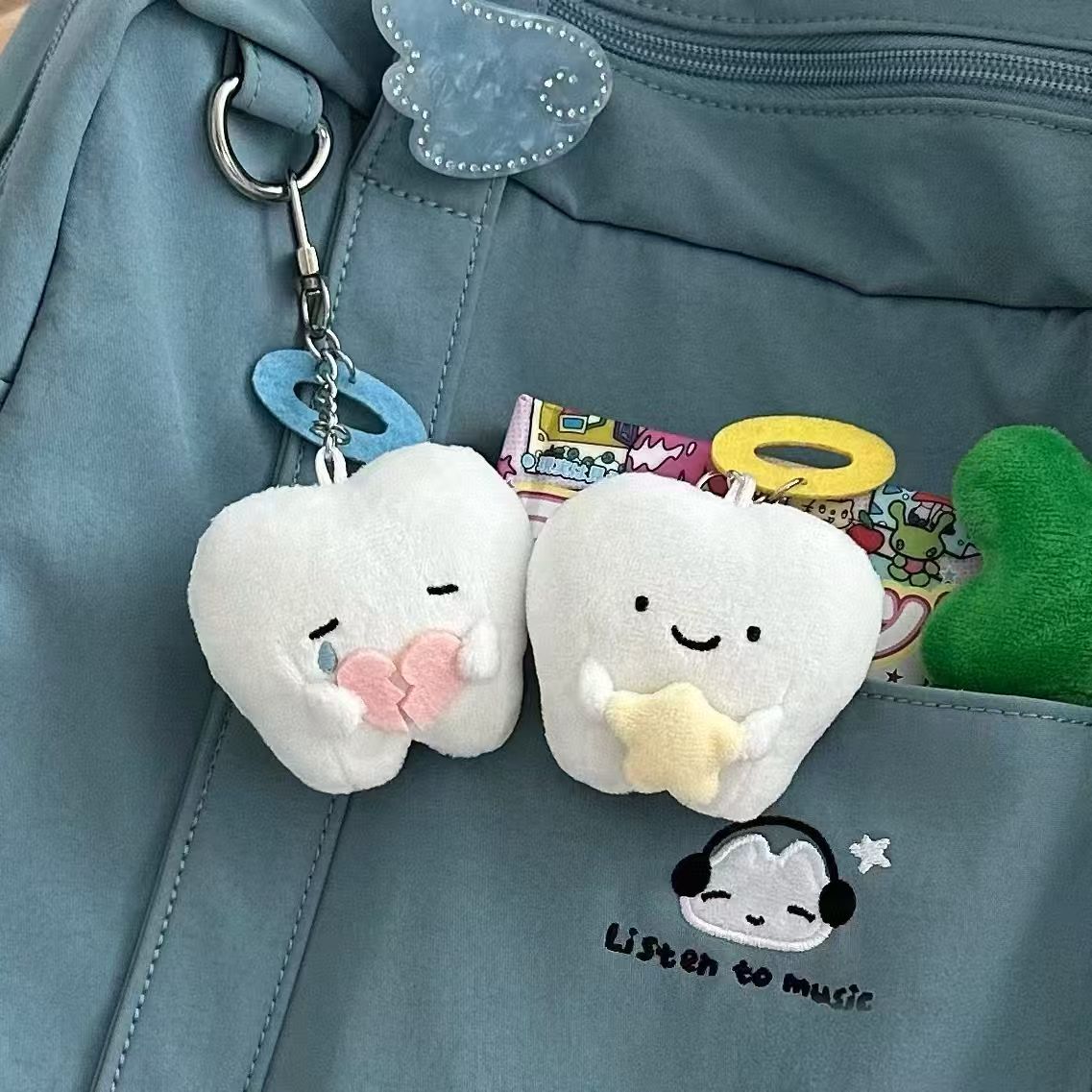 Muñeca de alto valor de ángel diente muñeca corazón roto dientes peludos colgante pareja muñeca regalo llavero