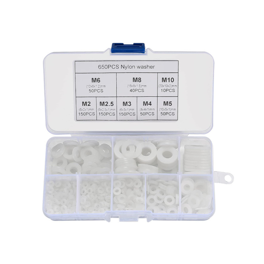 650pcs 白色尼龙垫片M2-M10塑料垫片 华司垫圈 平垫圈