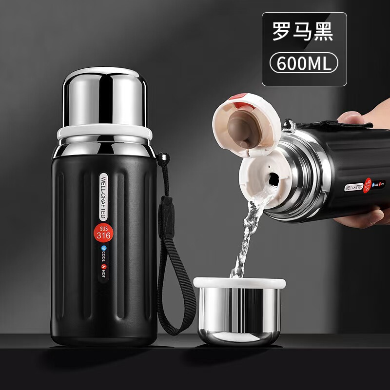 新款316不锈钢保温杯高颜值罗马柱提手杯复古大容量户外弹跳水杯|undefined