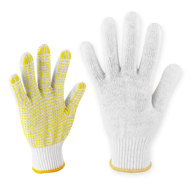 耐劳仕点塑线手套灯照棉手套防滑耐磨搬运工厂棉手套