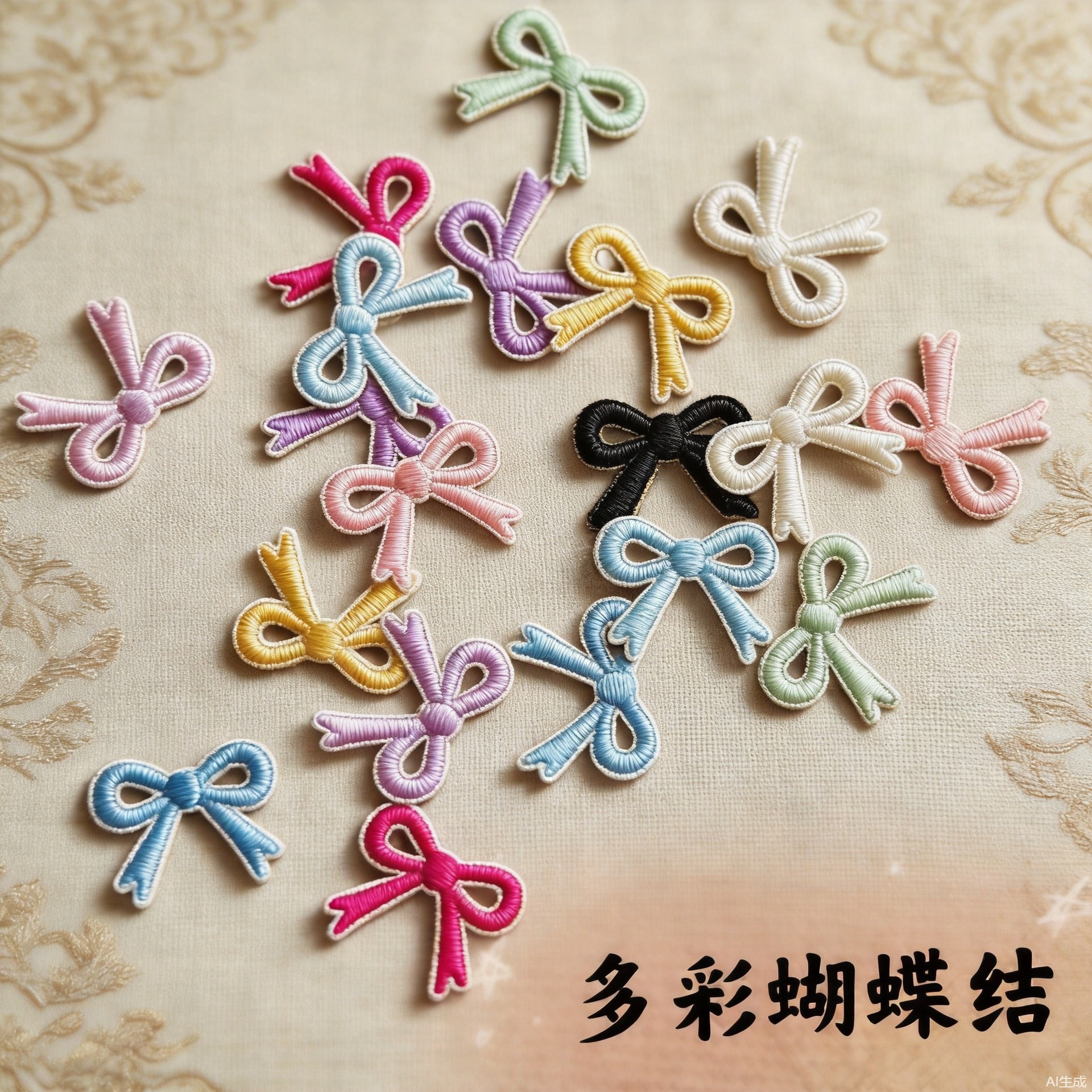 镂空蝴蝶结潮流DIY个性补丁刺绣大号衣服手机龙骧包装饰布贴