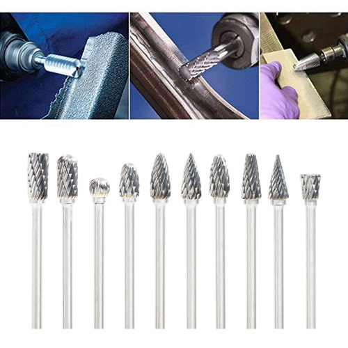 3x6 set of single and double groove tungsten steel grinding head carbide rotary file metal jade polishing engraving tumbler file