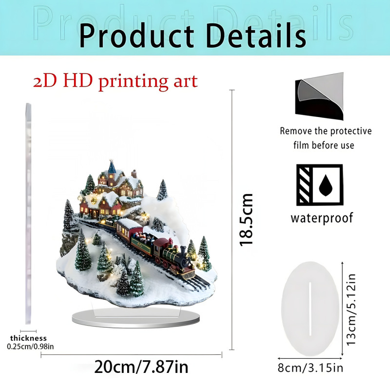 跨境新品圣诞旋转木马2D亚克力立牌圣诞节日互送礼物装饰家居摆件|undefined