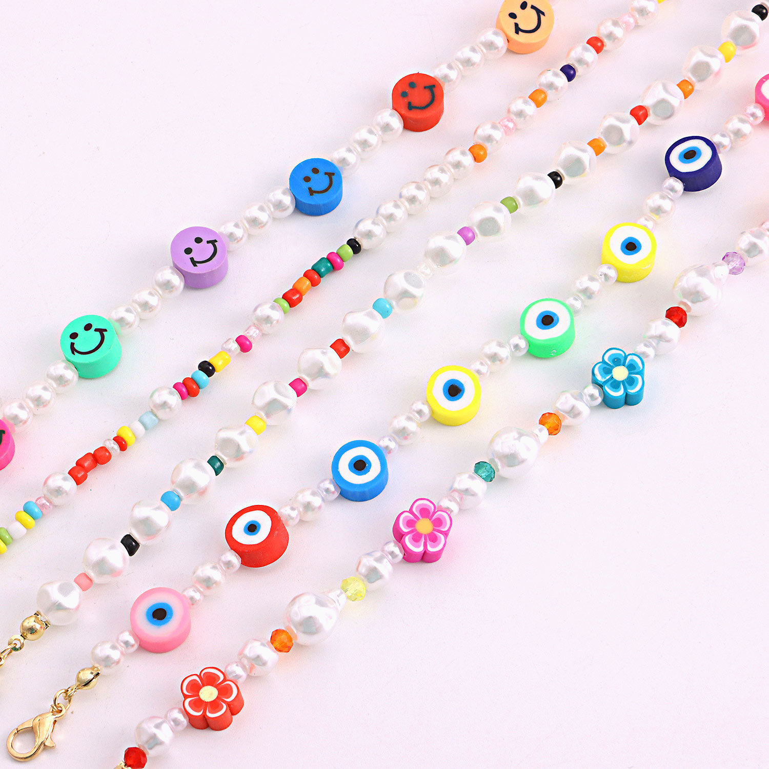 Vacation Devil's Eye Smiley Face Mixed Materials Beaded Anklet display picture 4