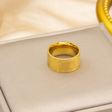 老花戒指钛钢不掉色轻奢简约宽版欧美风男女流行时尚指环