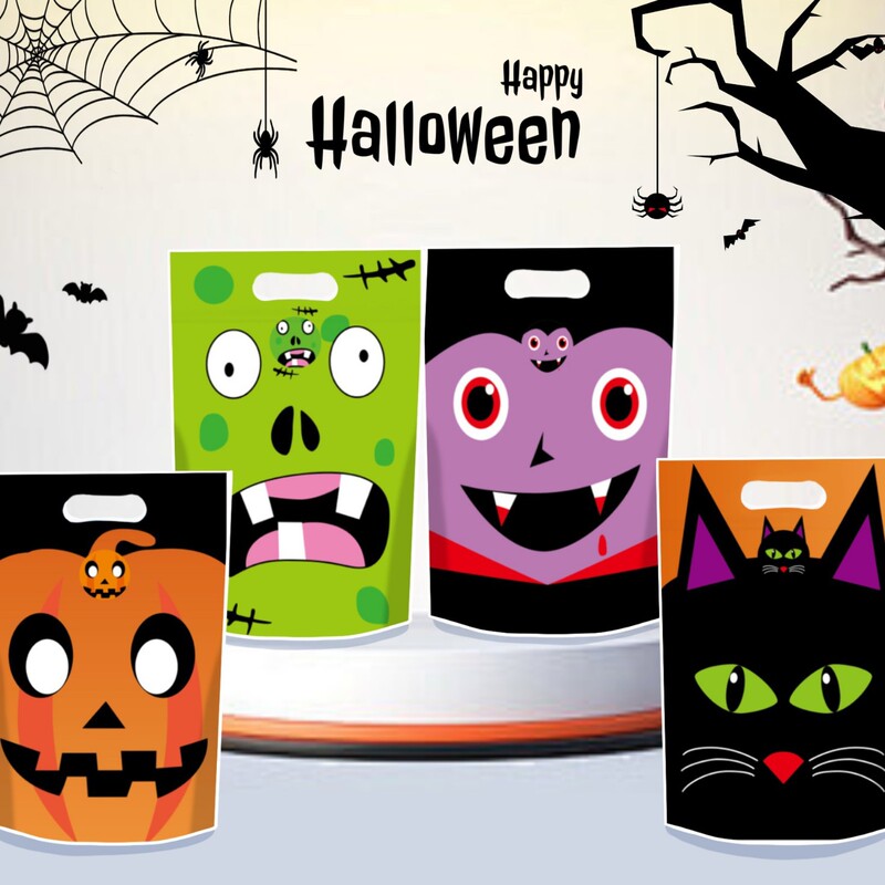 2025 新しいハロウィンキャンディバッグハロウィントートバッグ漫画パターンハンドバッグハロウィンギフト包装袋|undefined