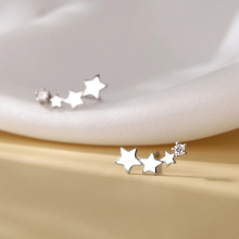 联排星星锆石耳钉女轻奢小众简约配饰日常通勤上班百搭耳饰品批发