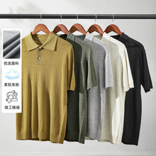 夏季新款天丝亚麻针织短袖polo衫男百搭轻熟休闲正肩T恤打底衫