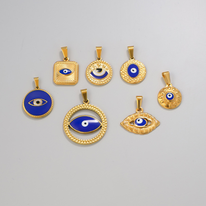 7g Weight Pendant Jewelry Making Type Real Gold Plated Plating Material 1 Piece Quantity Holiday, Daily Occasion 304 Stainless Steel Material Devil's Eye Pattern Unisex Gender Vintage Style, Classic Style Style Waterproof Non Tarnish, Plating Craft Real Gold Plated Devil's Eye 304 Stainless Steel Vintage Style Classic Style Waterproof Non Tarnish 8