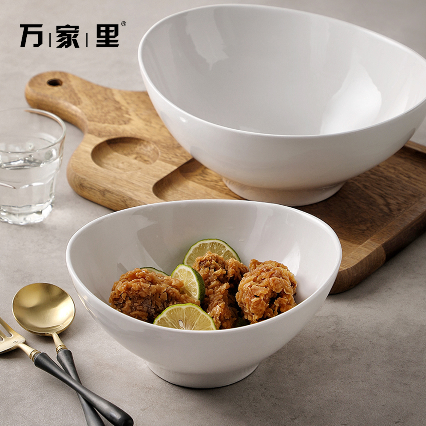 Bowl de cerámica simple, tazón de platos caseros, tazón de ensalada, tazón profundo, tazón de sopa de comida occidental, tazón de forma especial, cubiertos de restaurante creativos