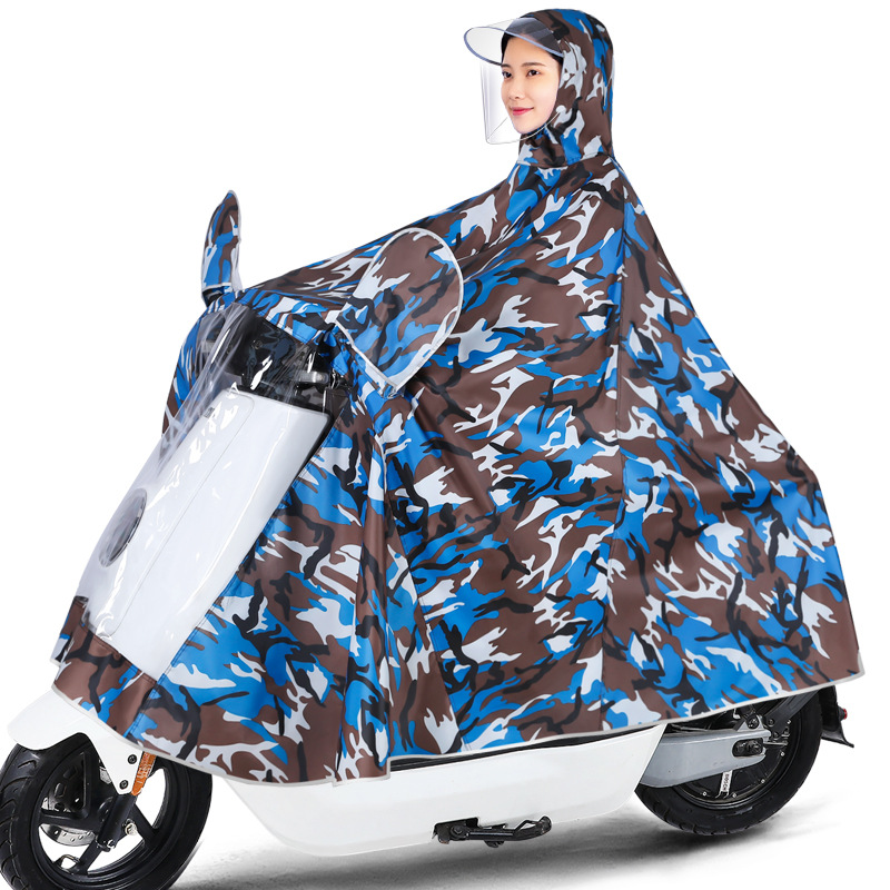 Batería eléctrica coche impermeable camuflaje cuerpo completo extra-grande engrosada hombres y mujeres de la motocicleta ciclismo solo poncho de verano a prueba de lluvia