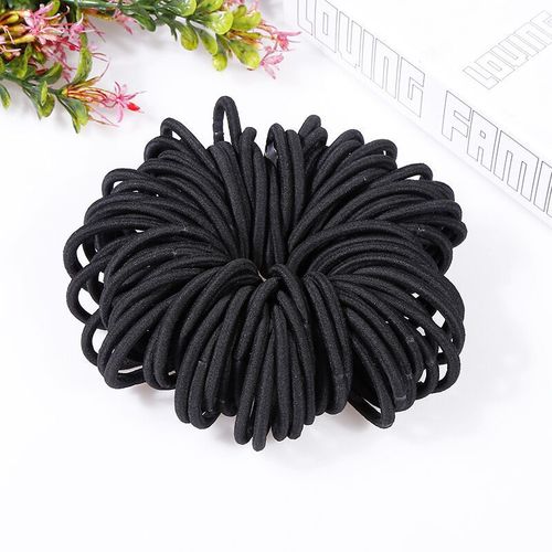Korean style high elastic nylon seamless hair tie 4mm black headband simple hair rope rubber band headwear
