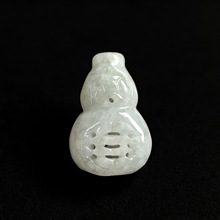 缅甸A货翡翠冰糯种宝葫芦吊坠项链玉吊坠玉葫芦镂空福禄葫芦玉坠