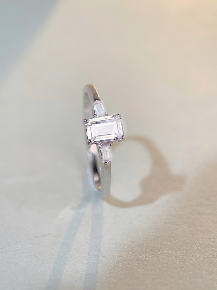 Simple Style Rectangle Silver Plating Inlay Zircon Rings 1 Piece