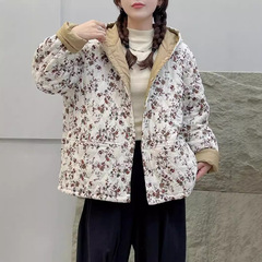 日本系の小清新な花の綿服の綿服の女性はゆったりしています。