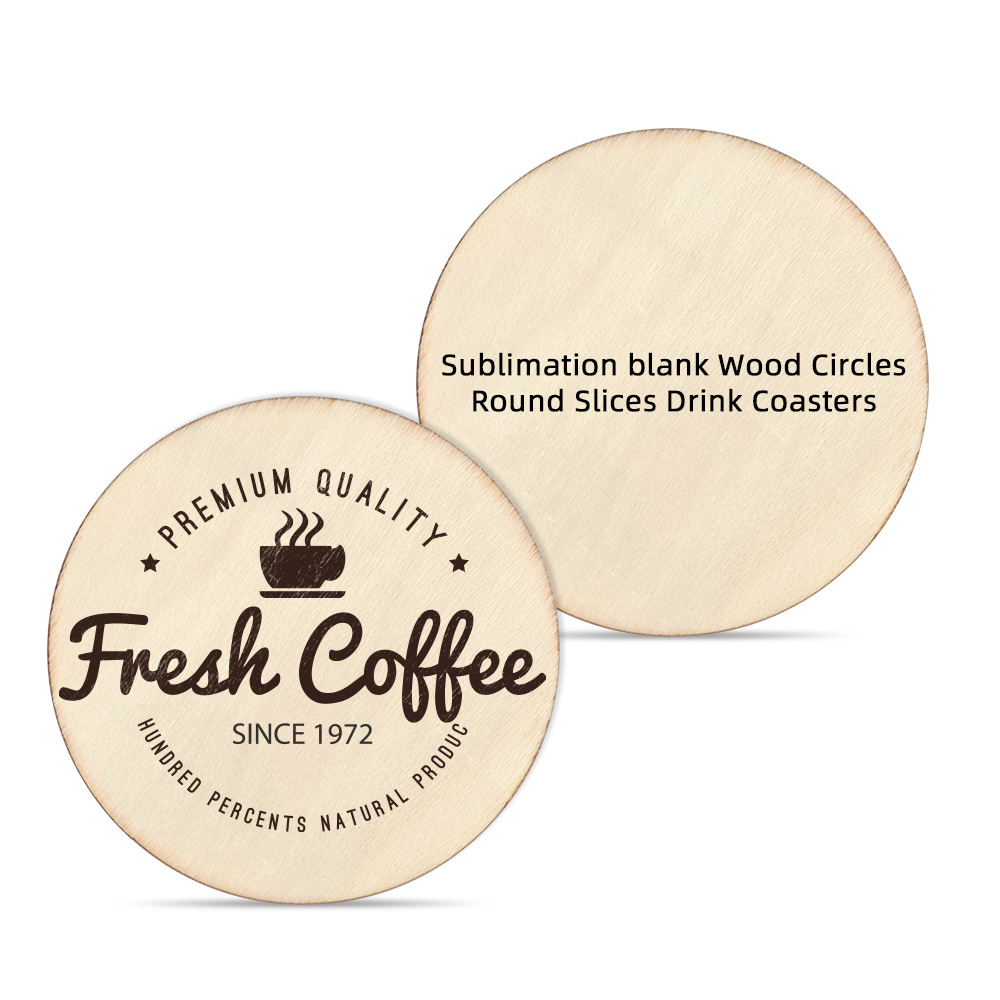 Fábrica directa almohadilla de taza de madera redonda / etiqueta de edad DLY material al por mayor
