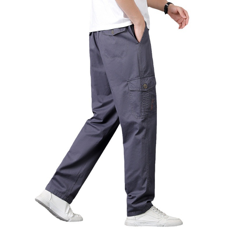 Pantalones casuales de lavado de agua para hombres, pantalones de trabajo de moda de bolsillo, algodón suelto, cintura elástica grande, pantalones de jabón image 6