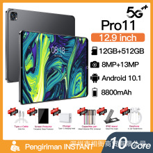 新款10.1寸跨境平板电脑Pro11网络学习机12+512G游戏平板厂家批发