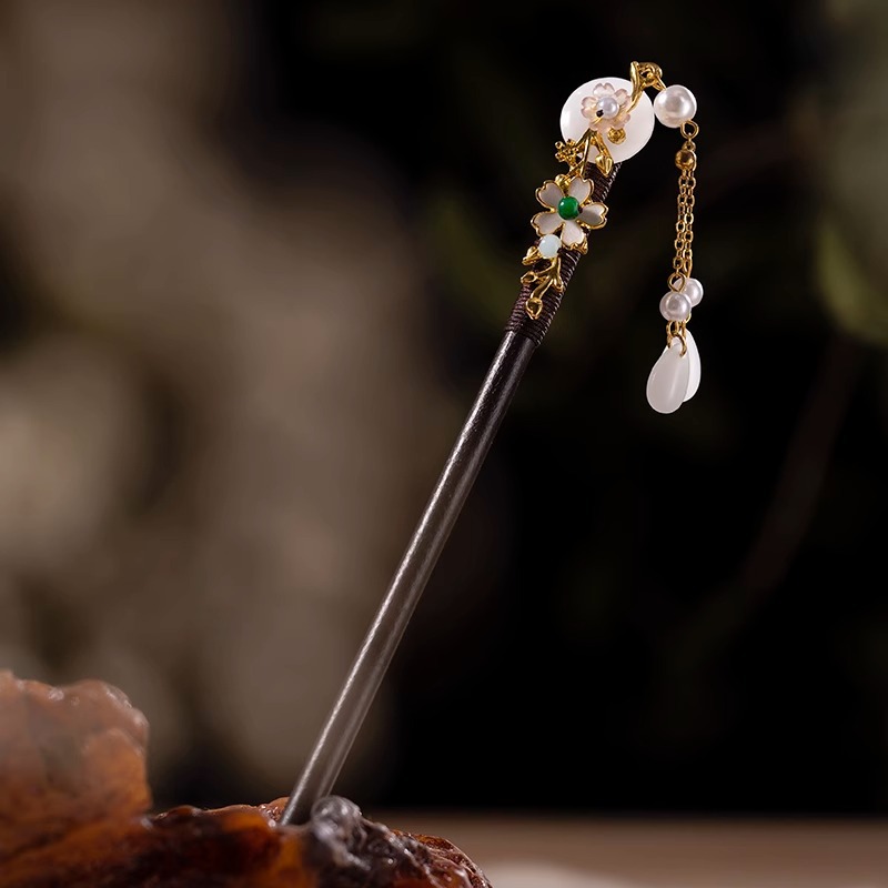 Flor antigua horquilla con flecos para mujer nueva horquilla de pelo moderno chino simple Hanfu cheongsam horquilla tocado paso a paso